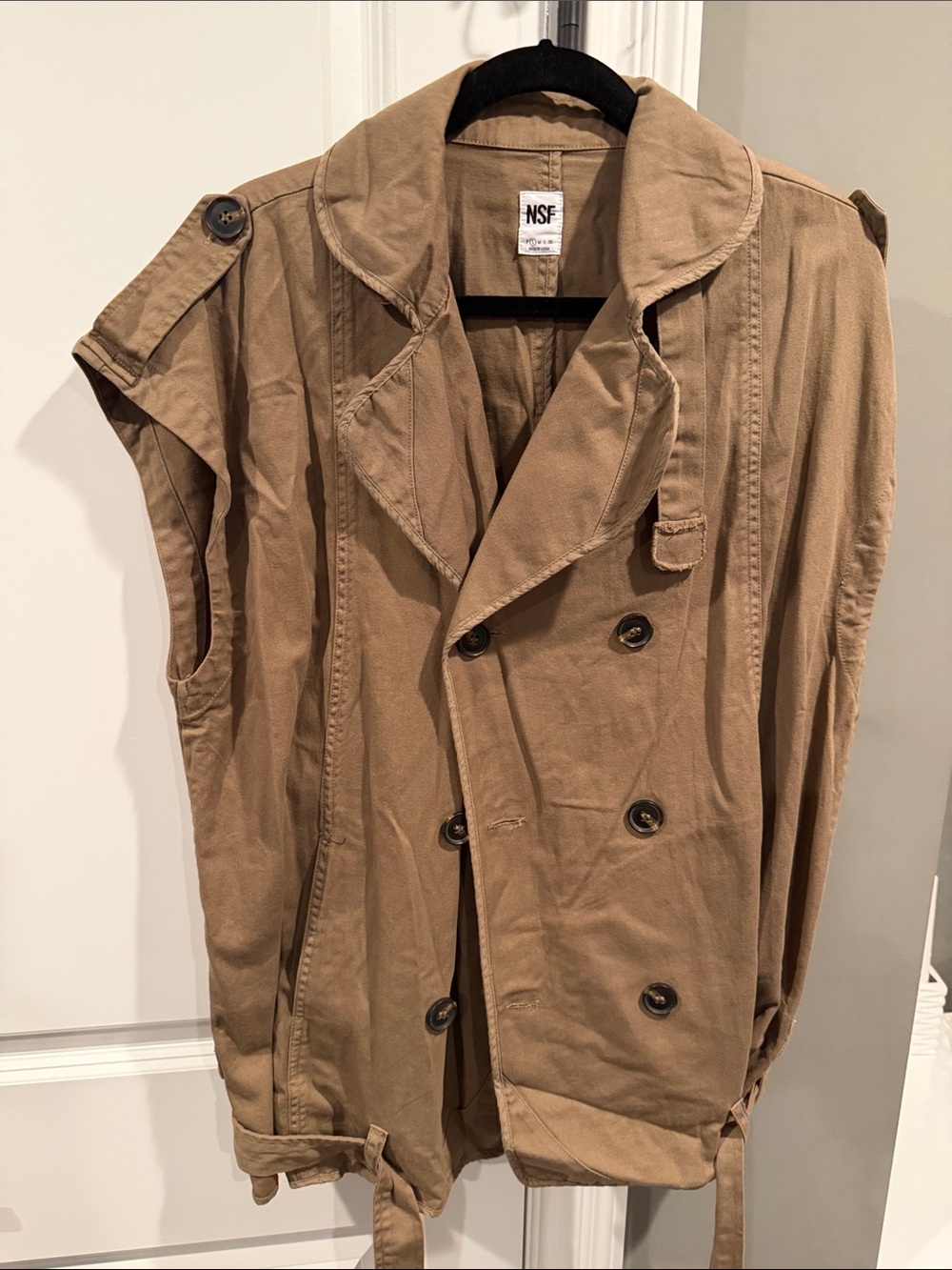 NSF Woman’s Tan Double-Breasted Utility Trench Vest